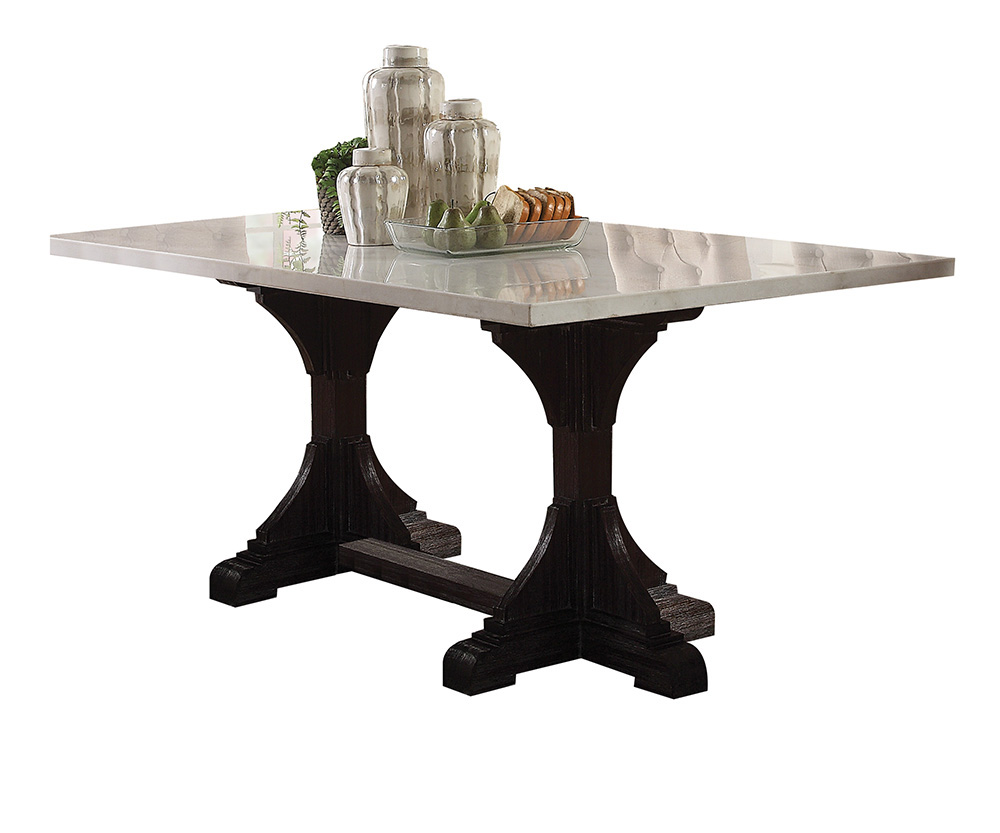 Acme Furniture Gerardo White Weathered Espresso Dining Table