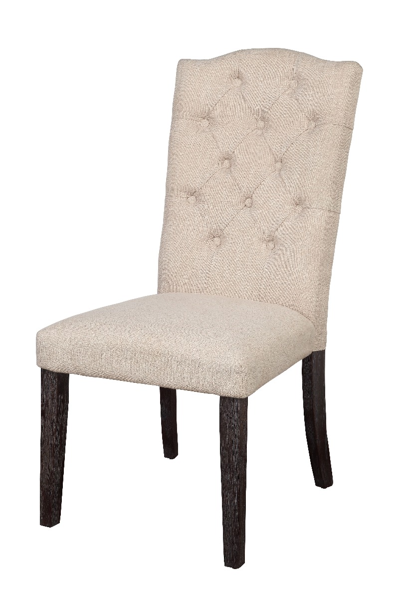 2 Acme Furniture Gerardo Beige Weathered Espresso Side Chairs
