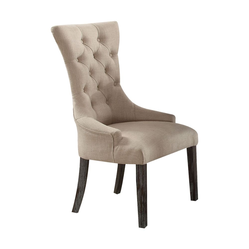 2 Acme Furniture Gerardo Beige Weathered Espresso Dining Chairs