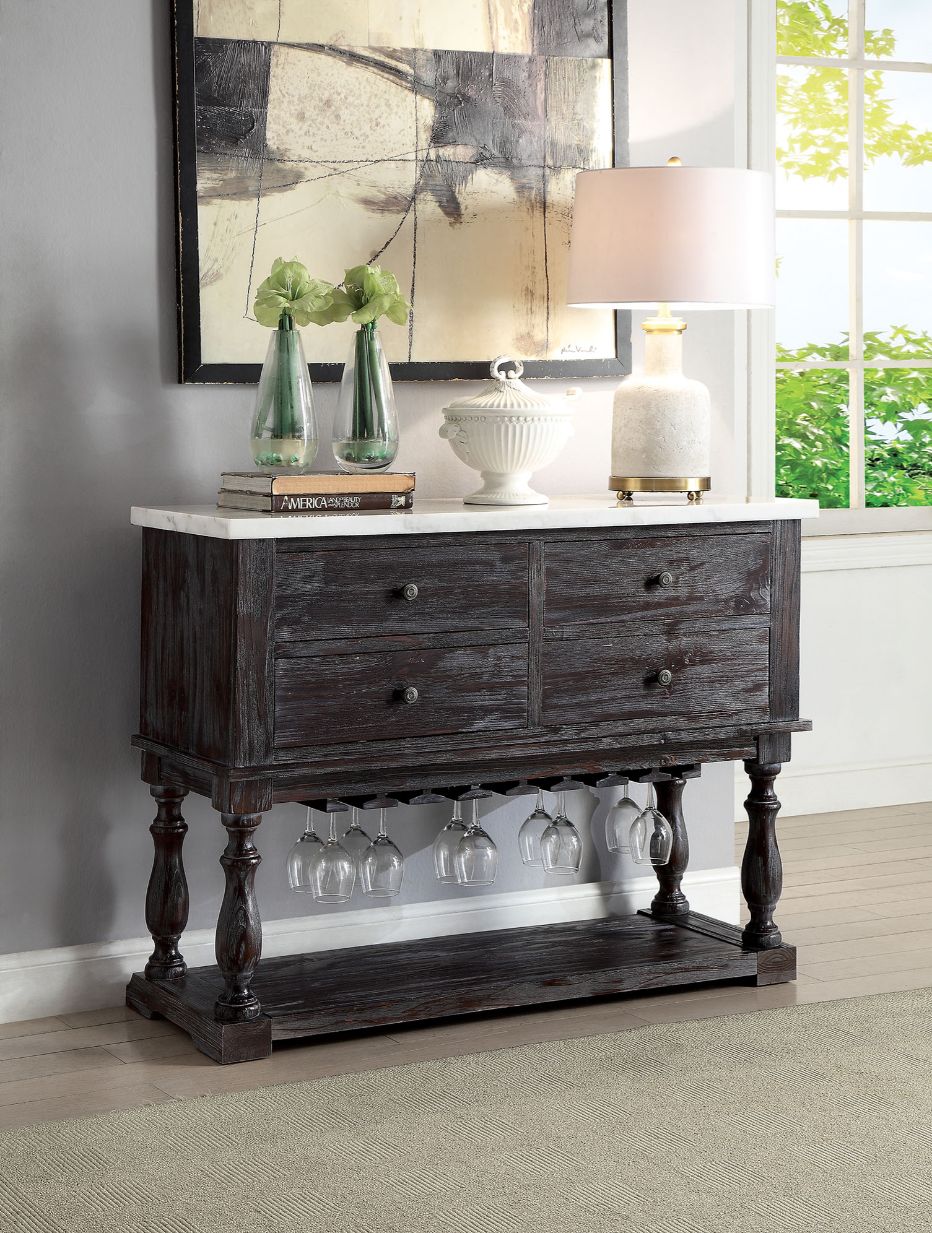 Acme Furniture Gerardo White Weathered Espresso Server