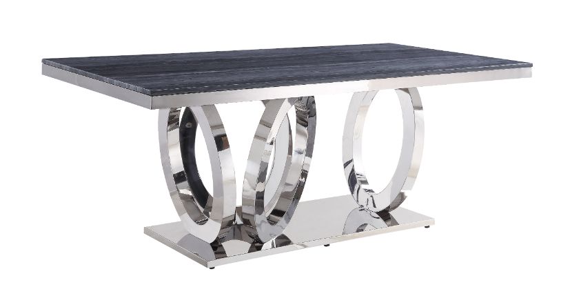 Acme Furniture Nasir Gray Silver Dining Table
