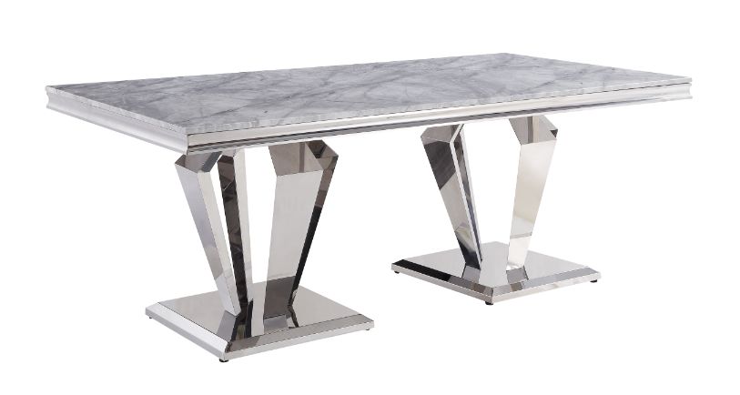 Acme Furniture Satinka Light Gray Dining Table