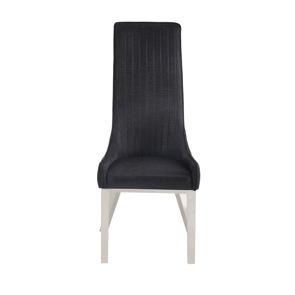 2 Acme Furniture Gianna Black Silver Dining Chairs