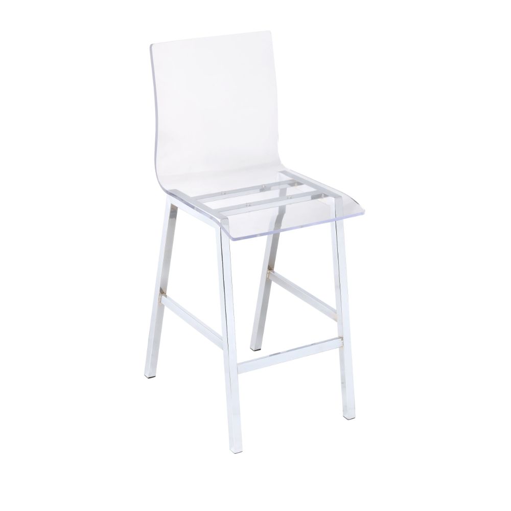2 Acme Furniture Nadie Clear Chrome Counter Height Chairs