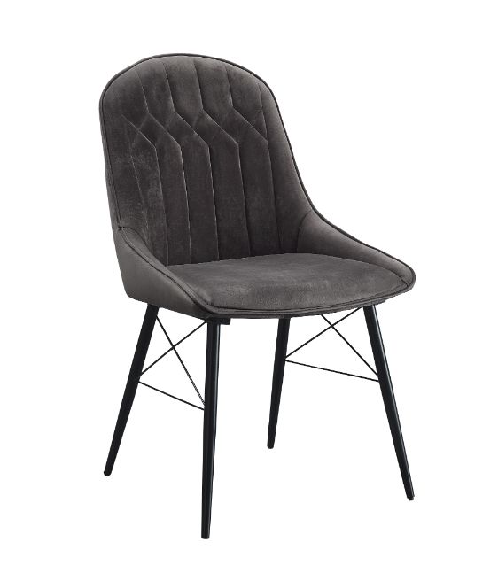 2 Acme Furniture Abraham Gray Black Side Chairs