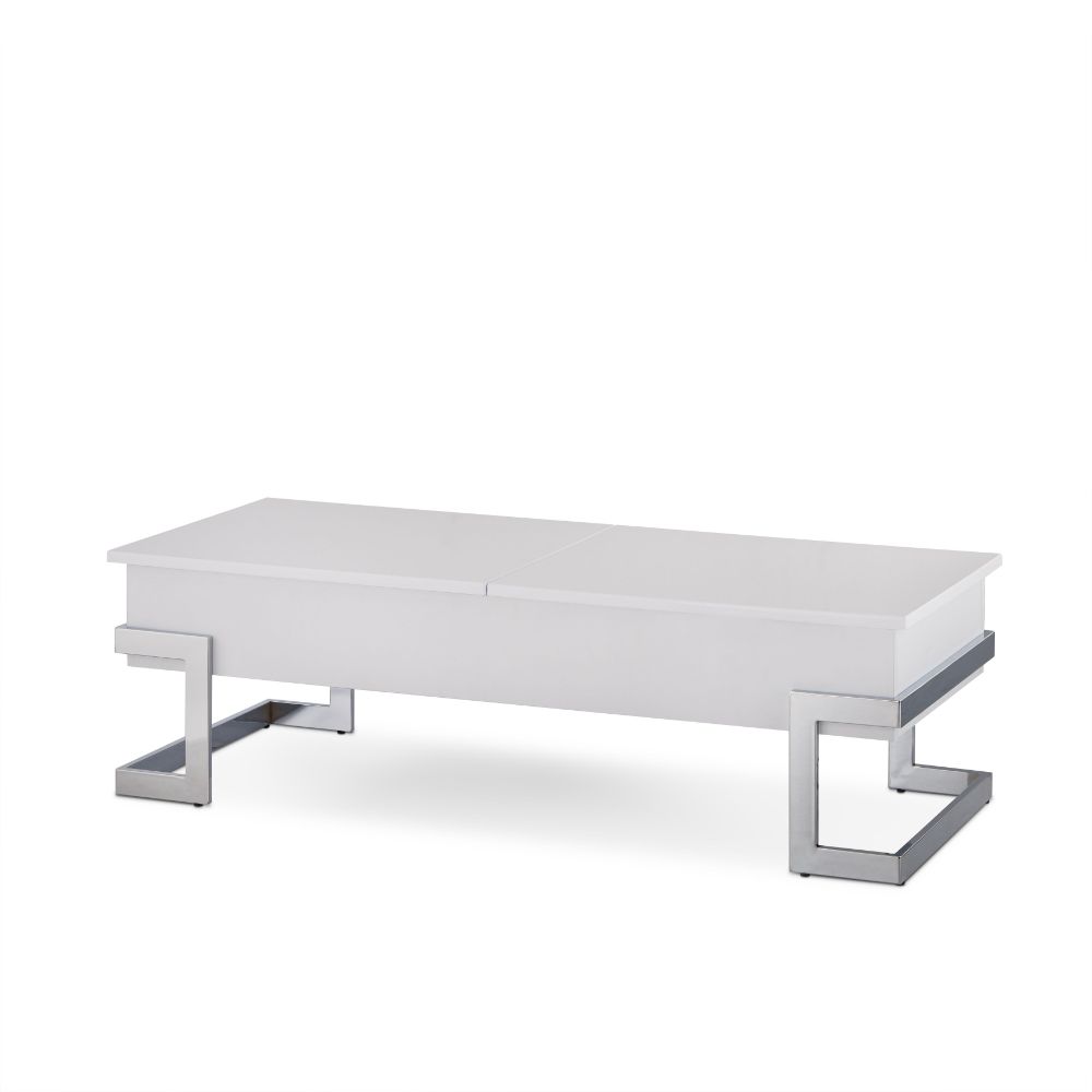 Acme Furniture Calnan White Chrome Lift Top Coffee Table