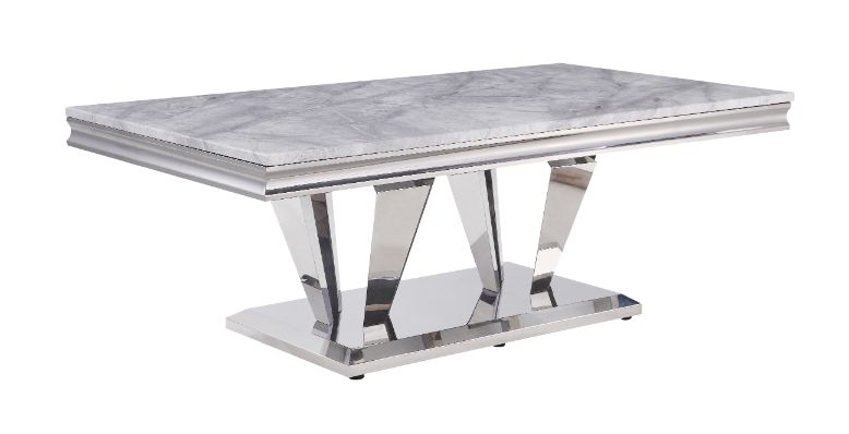 Acme Furniture Satinka Light Gray Silver Coffee Table