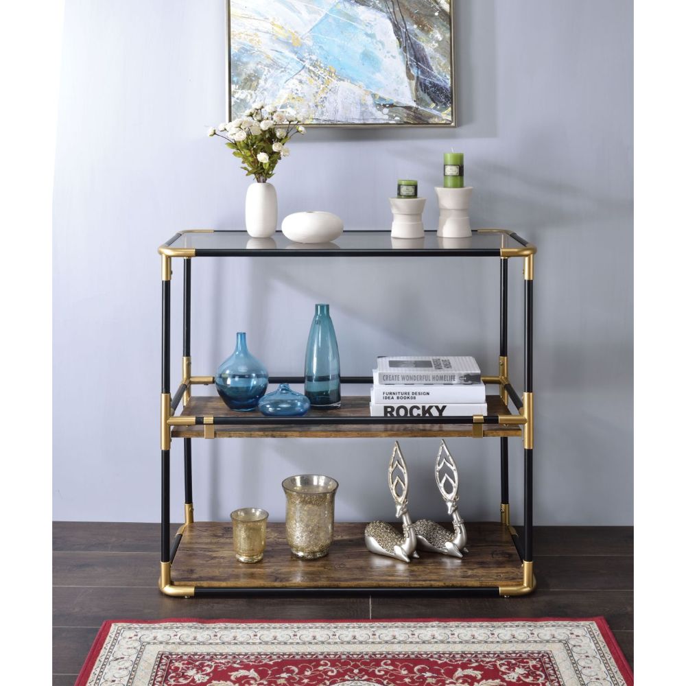 Acme Furniture Heleris Smoky Black Gold Console Table