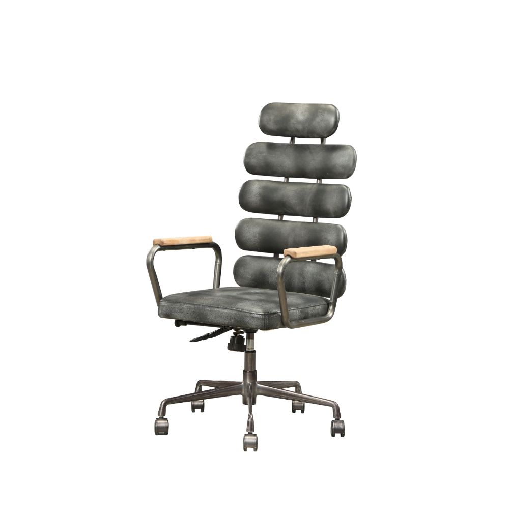 Acme Furniture Calan Vintage Black Leather Office Chair