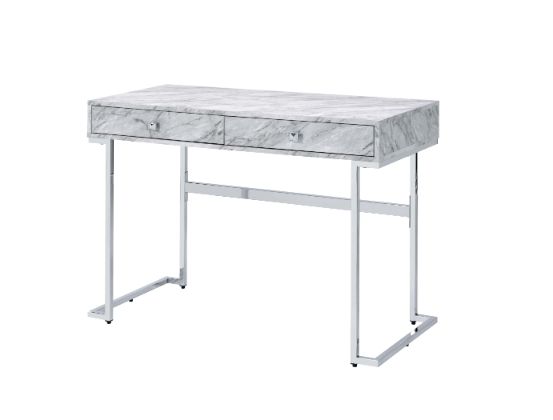 Acme Furniture Tigress White Chrome Writing Desk