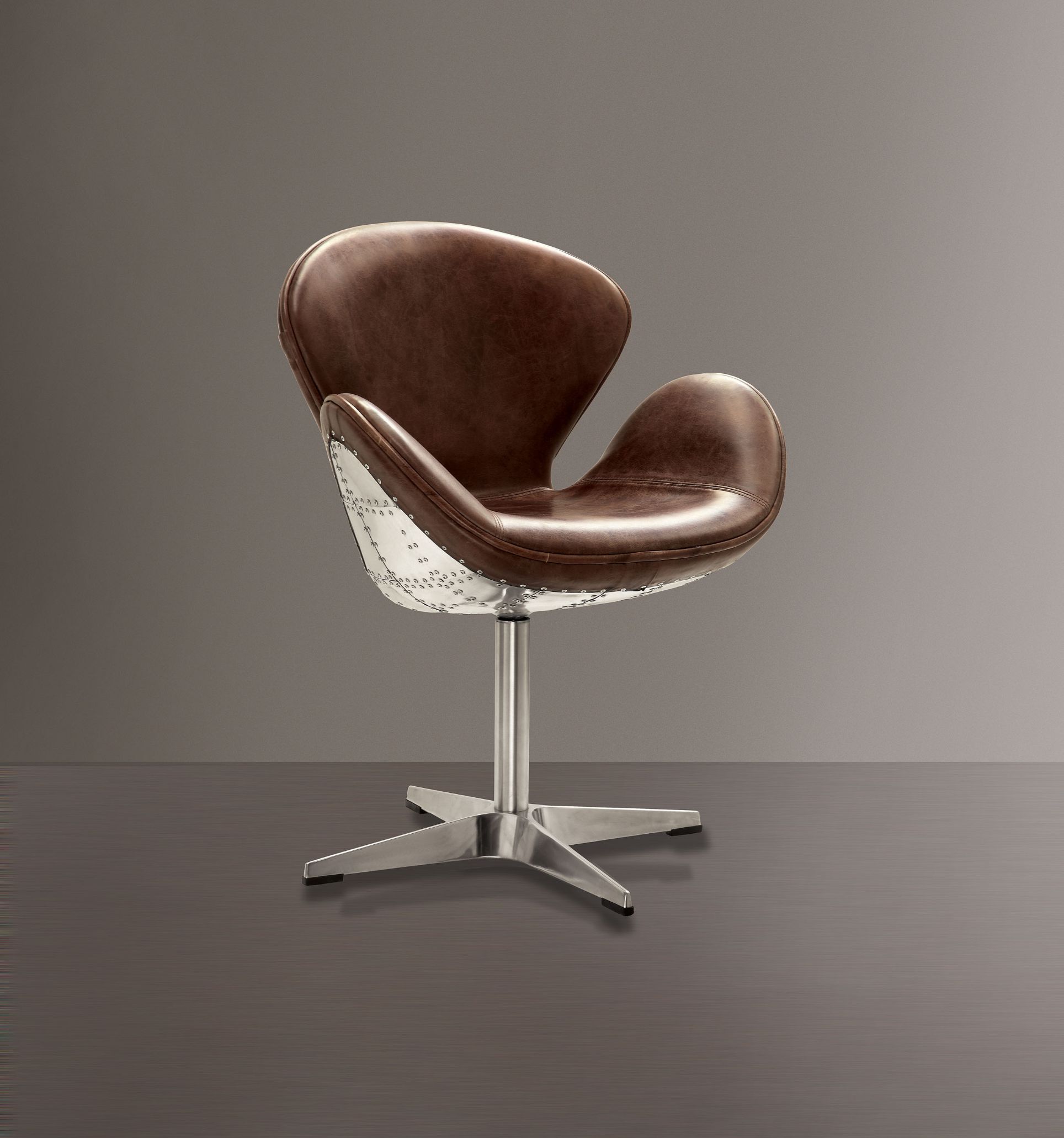 Acme Furniture Brancaster Retro Brown Aluminum Swivel Accent Chair