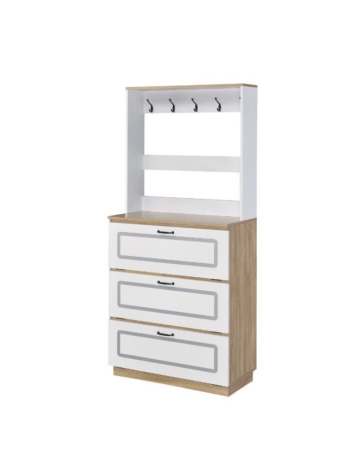 Acme Furniture Hewett Light Oak White Shoe Cabinet