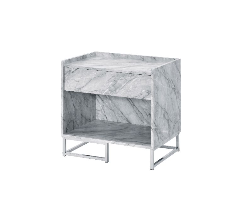 Acme Furniture Azrael White Chrome Accent Table