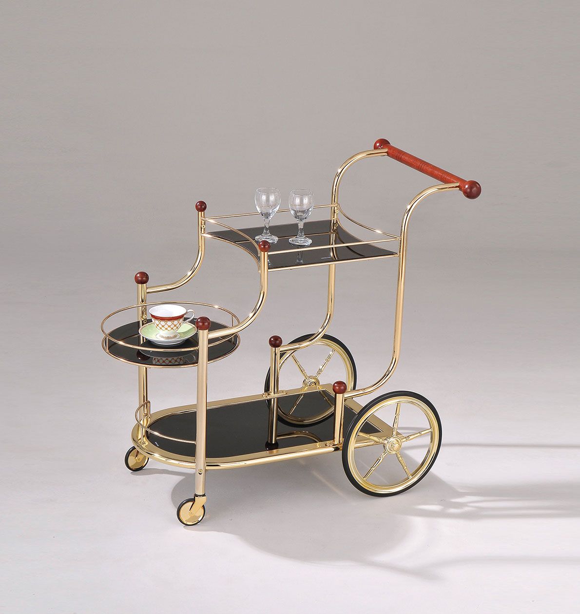 Acme Furniture Lacy Black Gold Plated Serving Cart