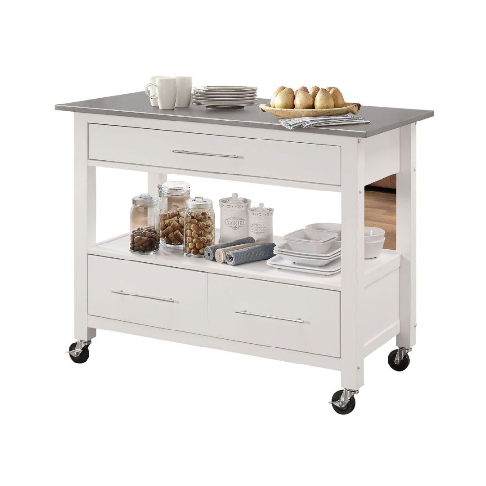 Acme Furniture Ottawa White Kitchen Cart