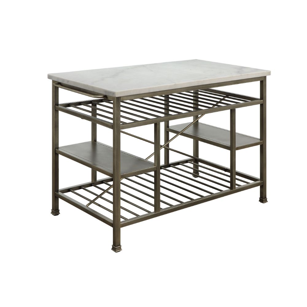 Acme Furniture Lanzo Antique Pewter Kitchen Island