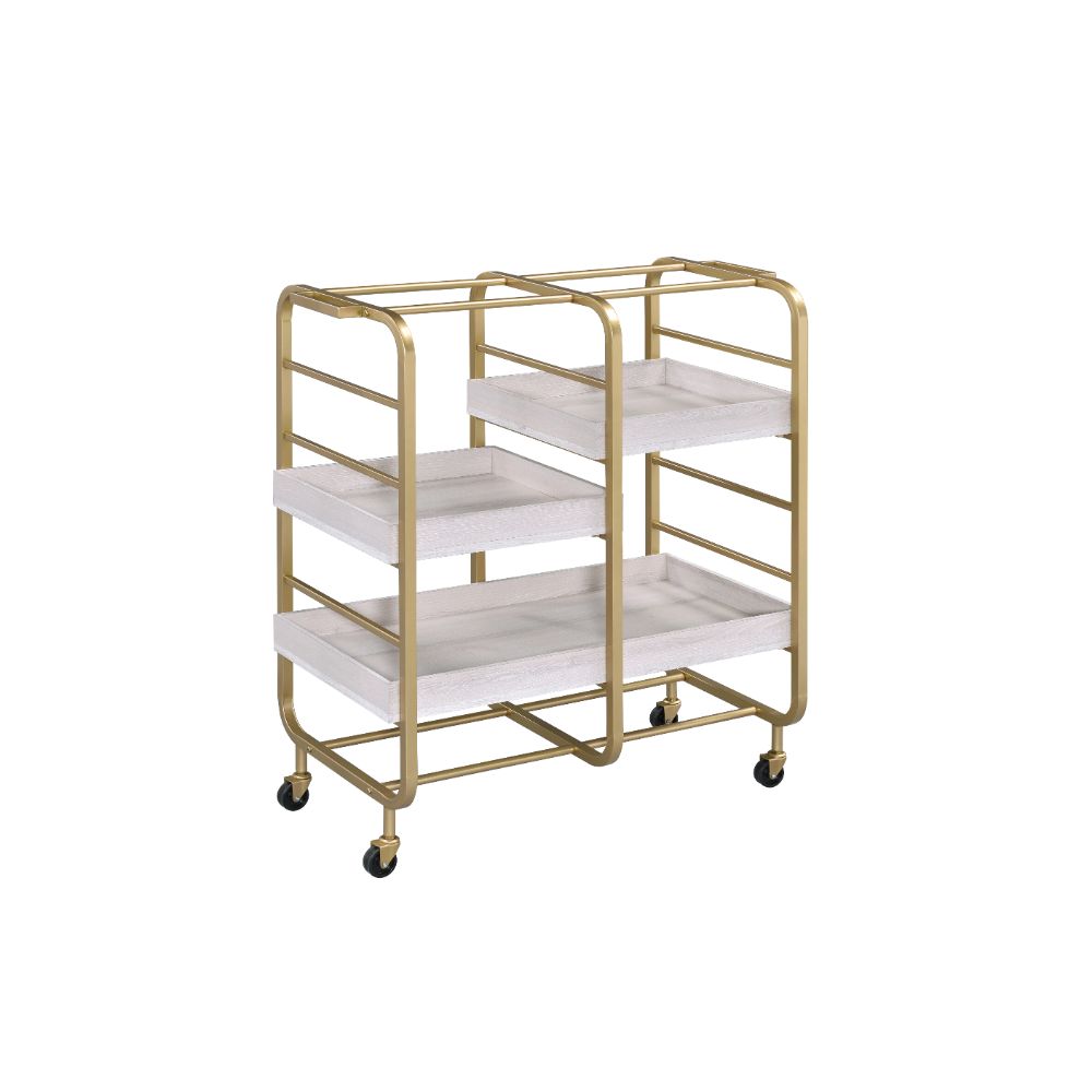 Acme Furniture Vorrik Gold White Serving Cart