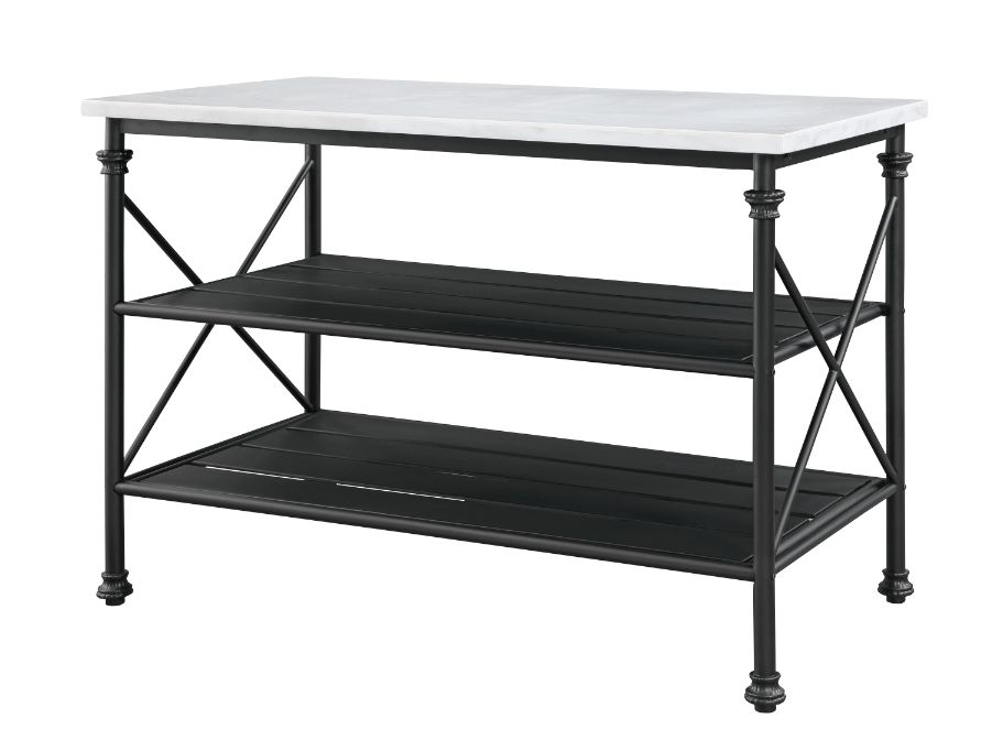 Acme Furniture Brahm White Gray Kitchen Island