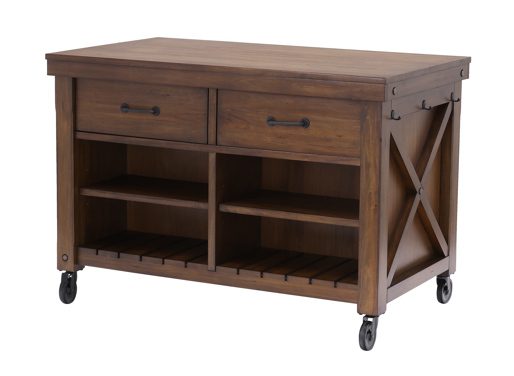 A-America Anacortes Mahogany Locking Casters Kitchen Island