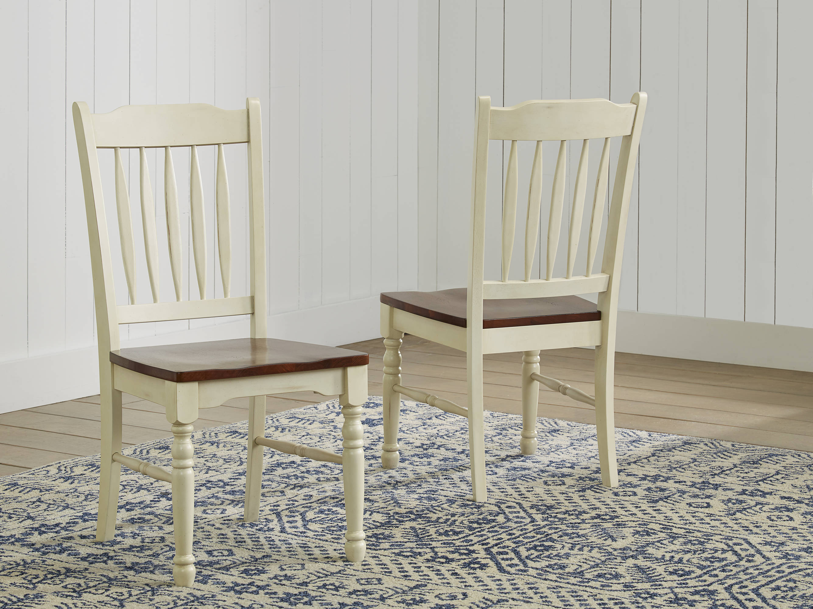 2 A-America British Isles Merlot Buttermilk Slatback Side Chairs