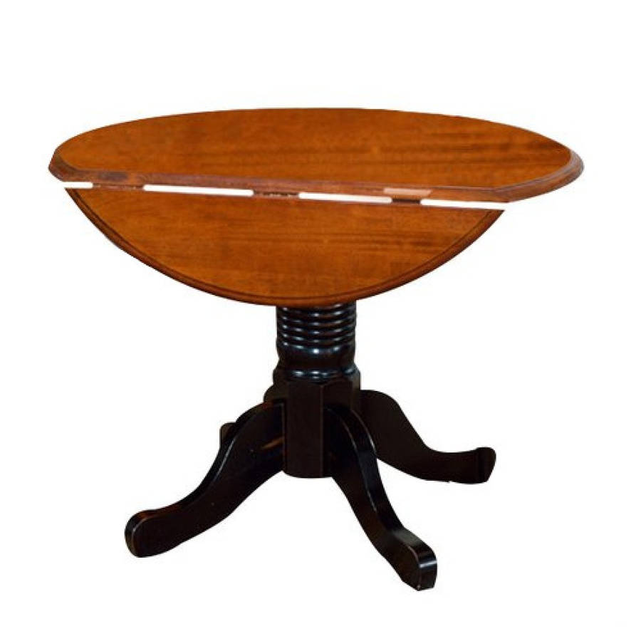 A-America British Isles Oak Black Drop Leaf 5pc Dining Room Set with Slatba...