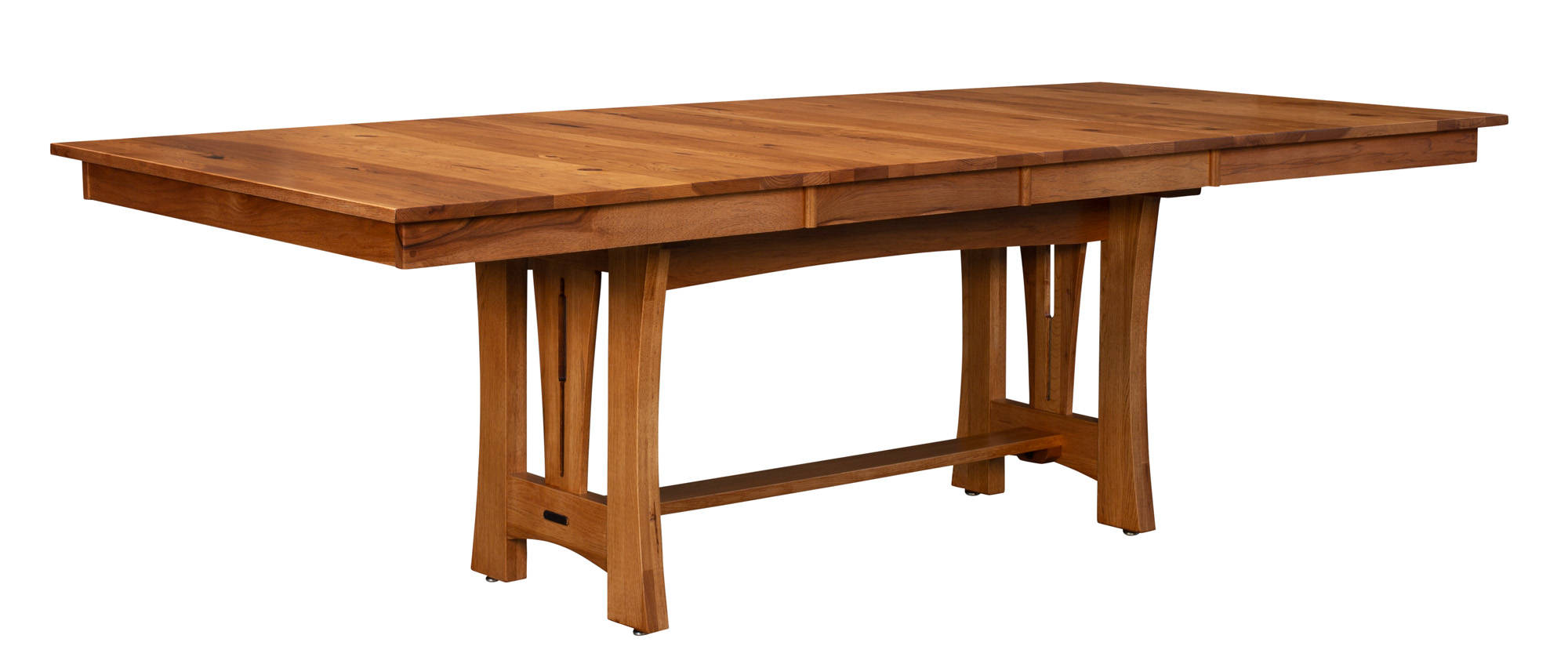 A-America Cattail Bungalow Warm Amber Trestle Table with 18 Inch Self Stori...