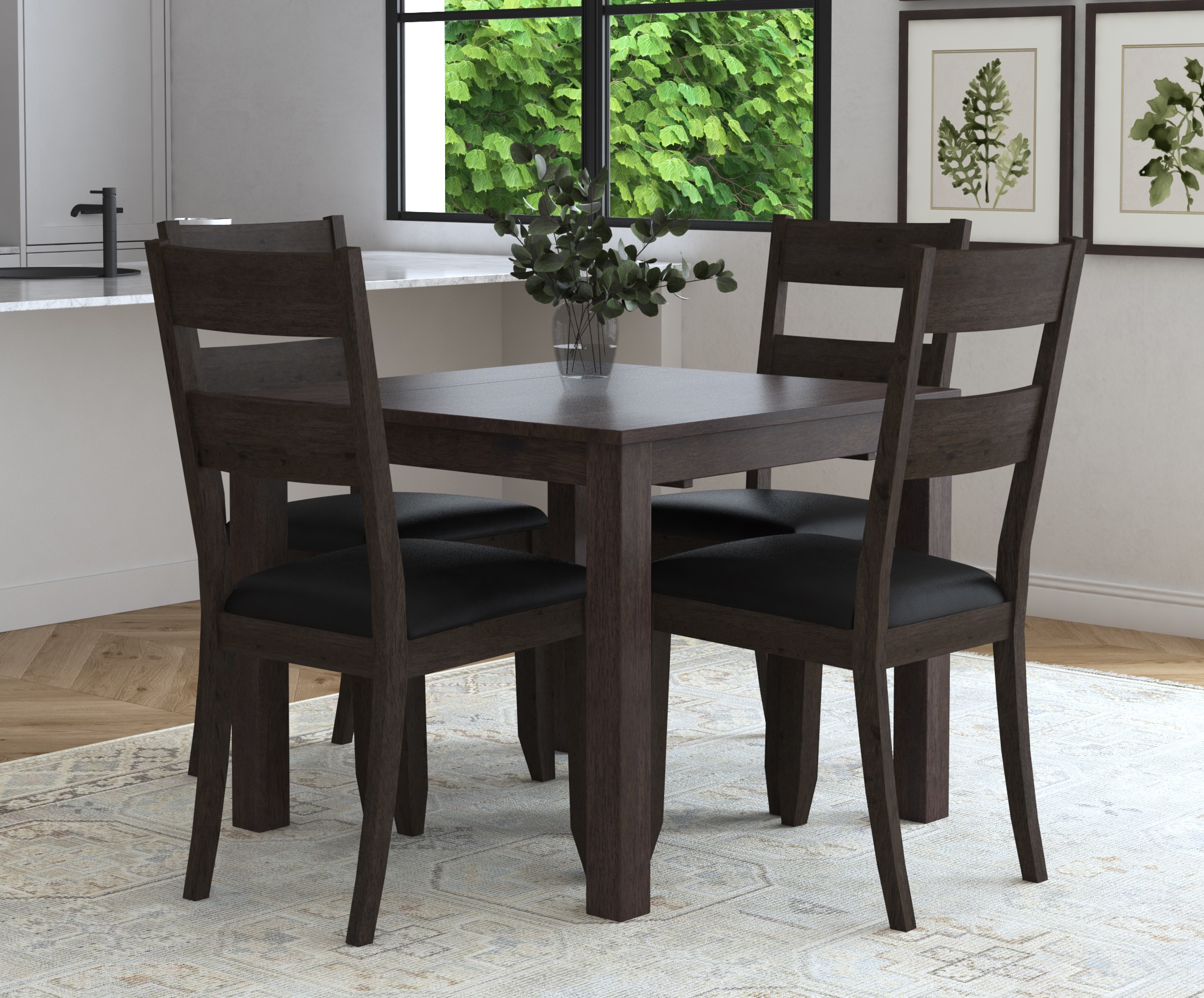 A-America Mariposa Warm Gray 5pc Dining Room Set With Ladderback Chair