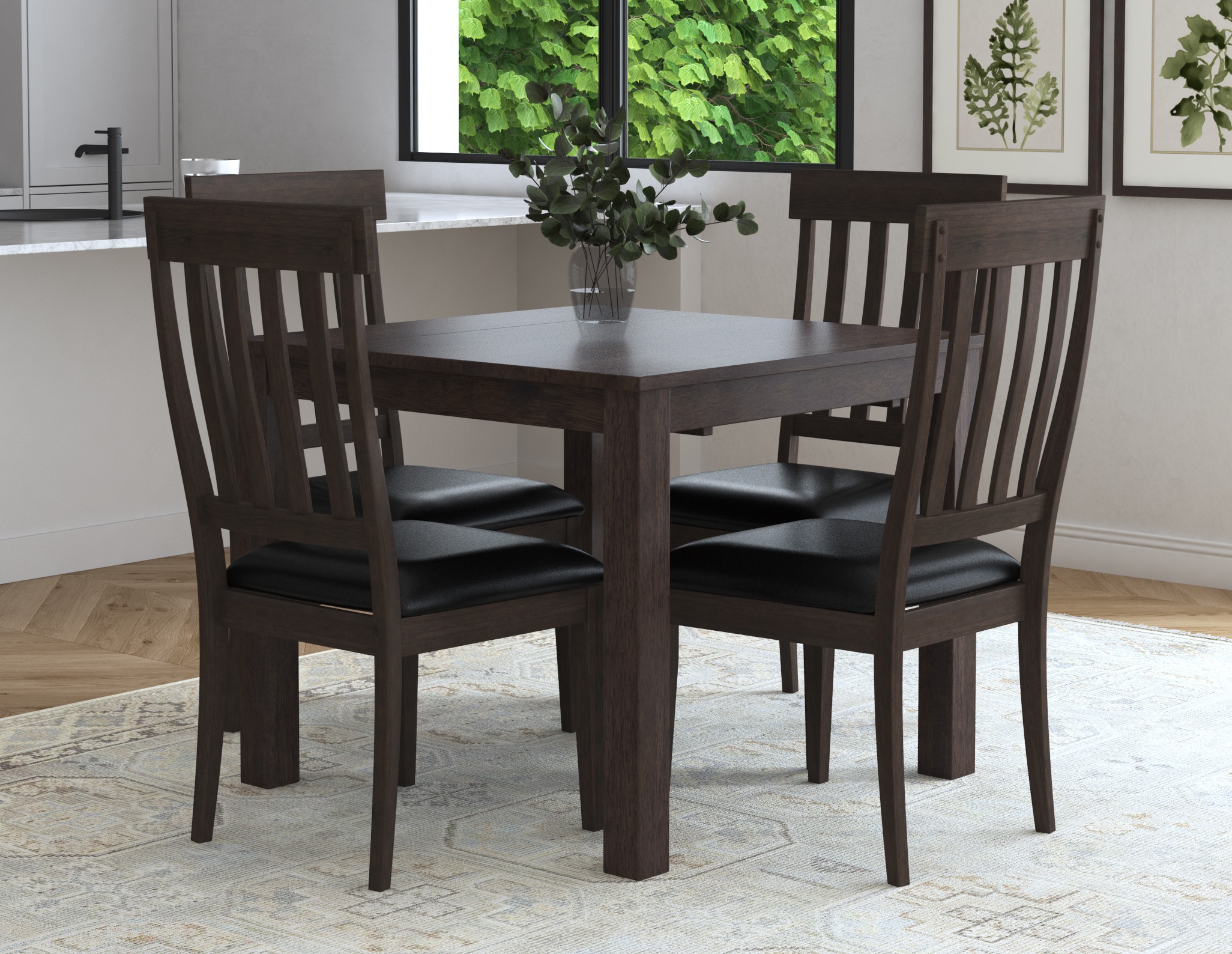 A-America Mariposa Warm Gray 5pc Dining Room Set With Slatback Chair