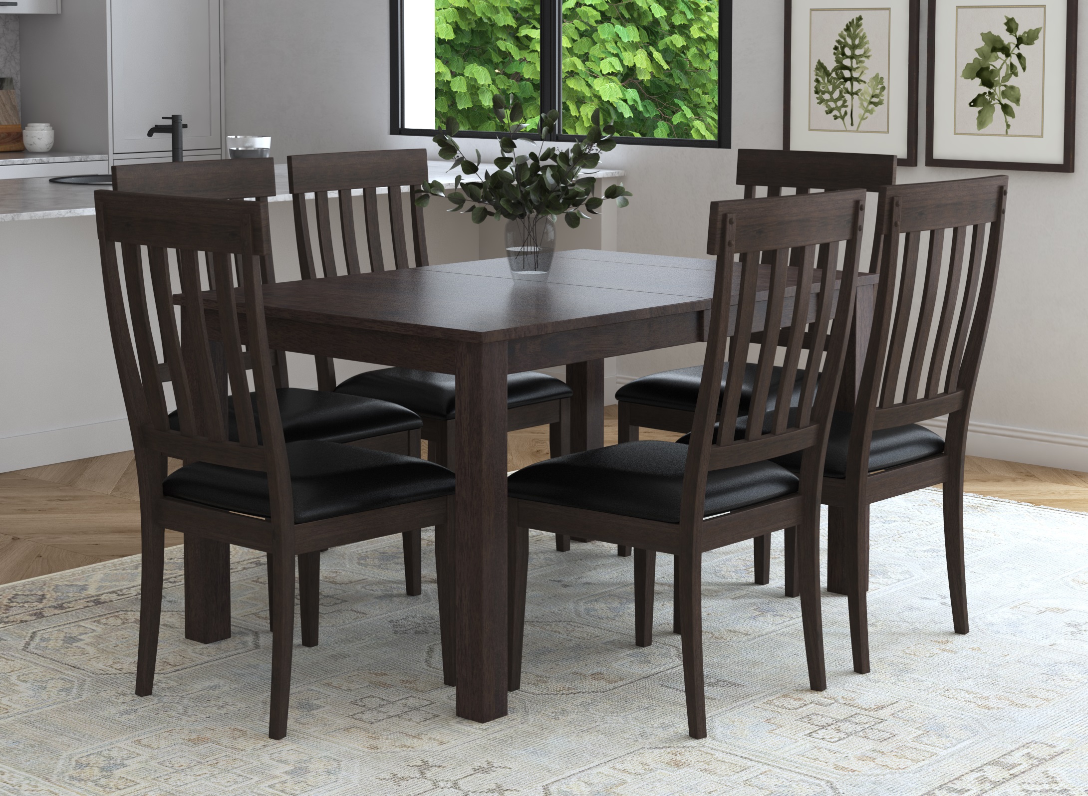 A-America Mariposa Warm Gray 9pc Dining Room Set With Slatback Chair