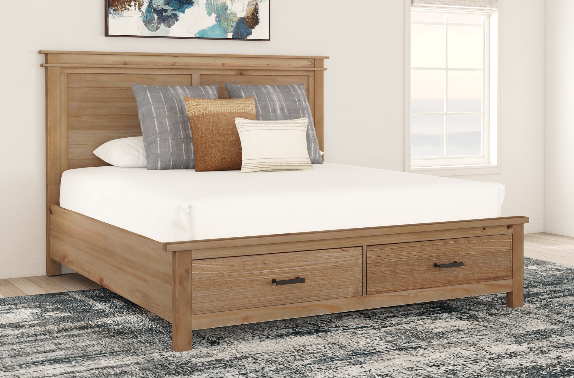 A-America Glacier Point Golden Java Queen Storage Bed