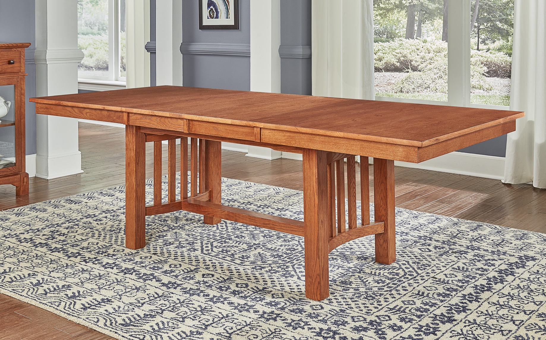 A-America Laurelhurst Mission Oak 16 Inch Self-Storing Leaves Rectangular T...