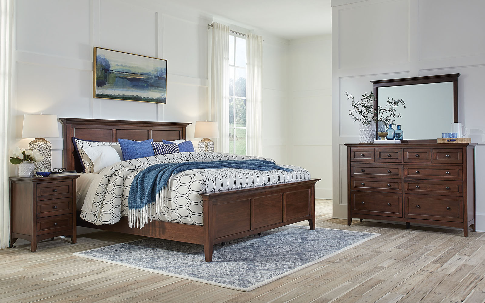 A-America Westlake Cherry Brown 4pc Bedroom Set With Queen Mansion Bed