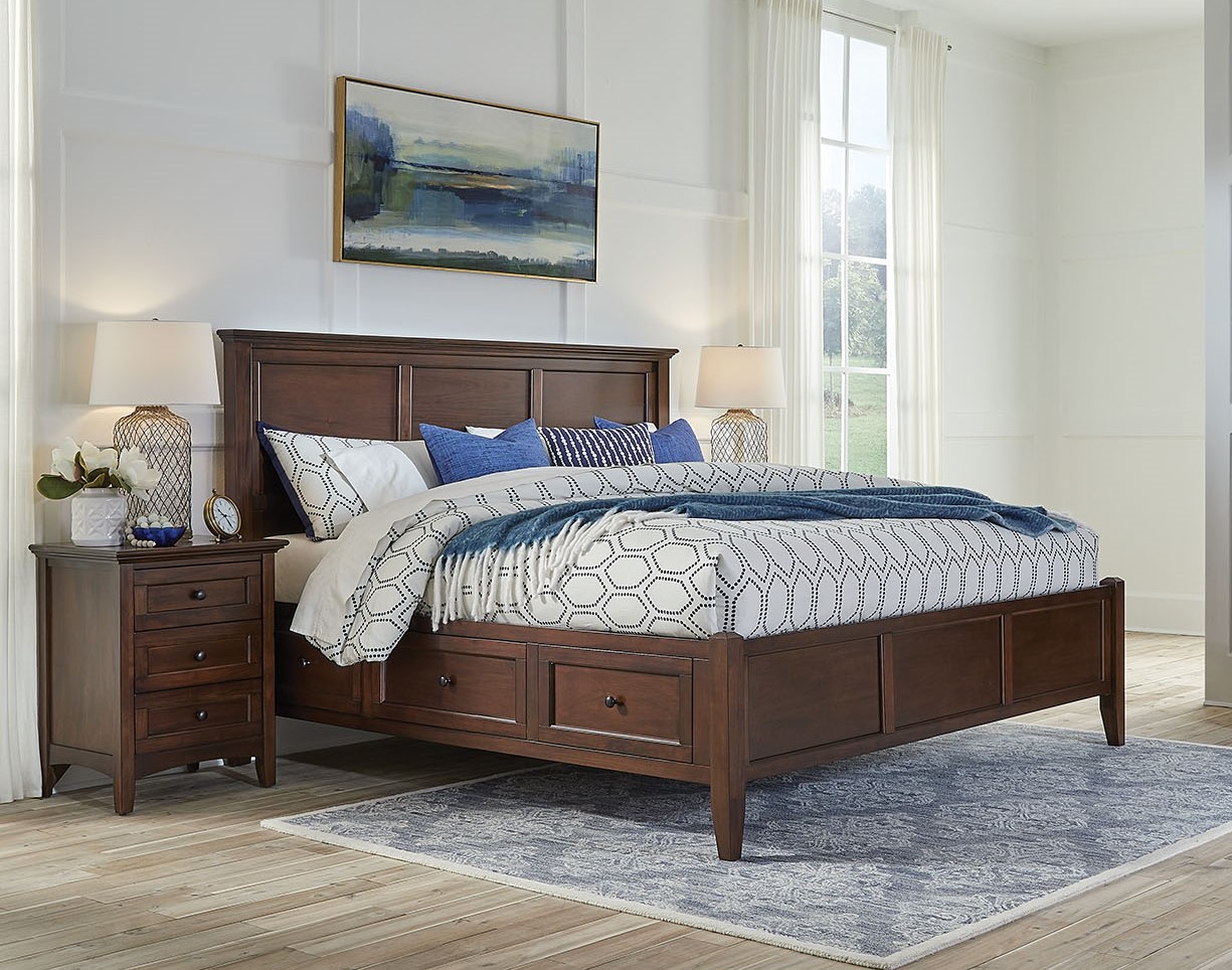 A-America Westlake Cherry Brown 2pc Bedroom Set with Queen Storage Bed