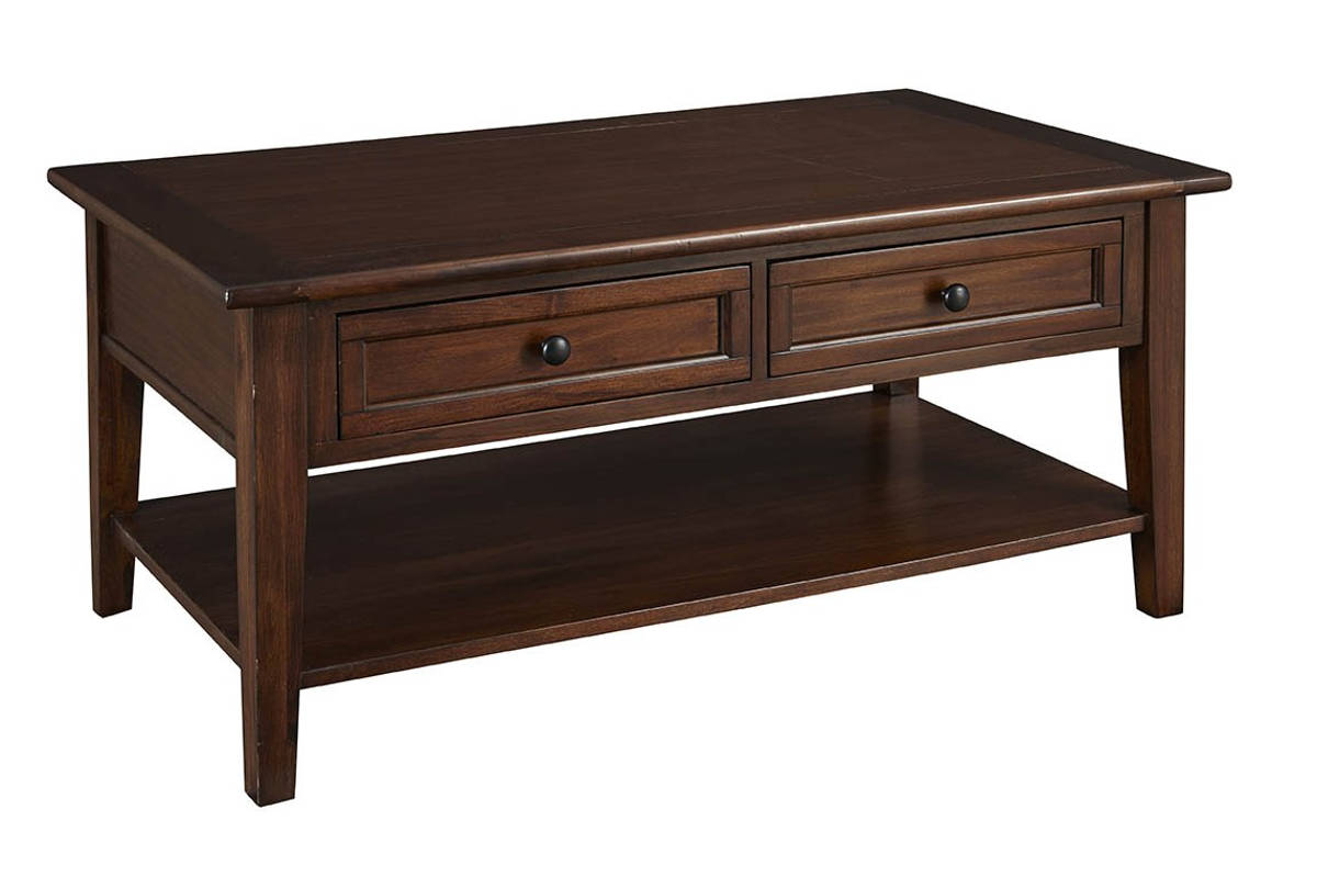 A-America Westlake Cherry Brown 2 Drawer Cocktail Table with Shelf