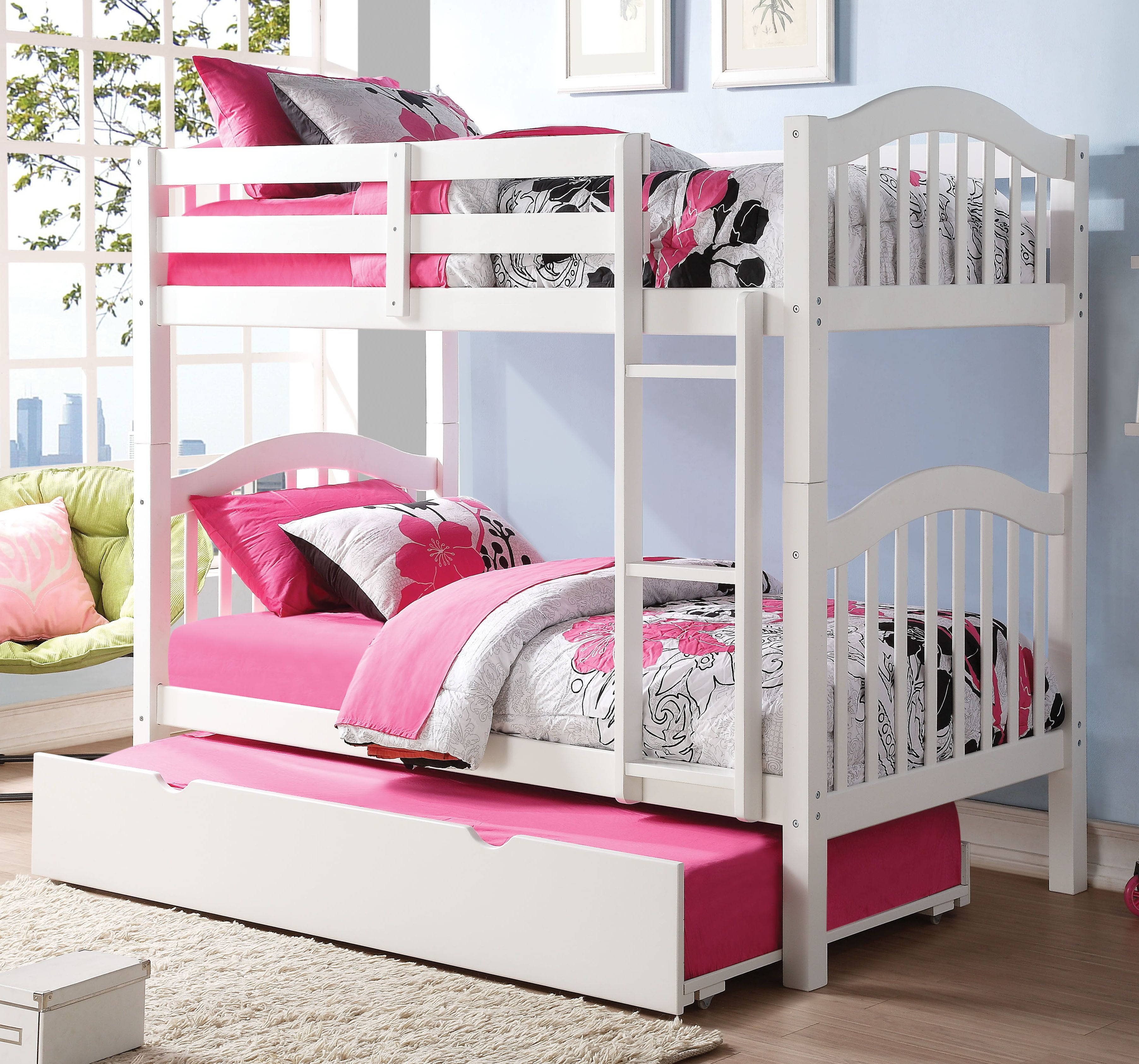 Heartland White Twin Over Twin Trundle Bunk Bed