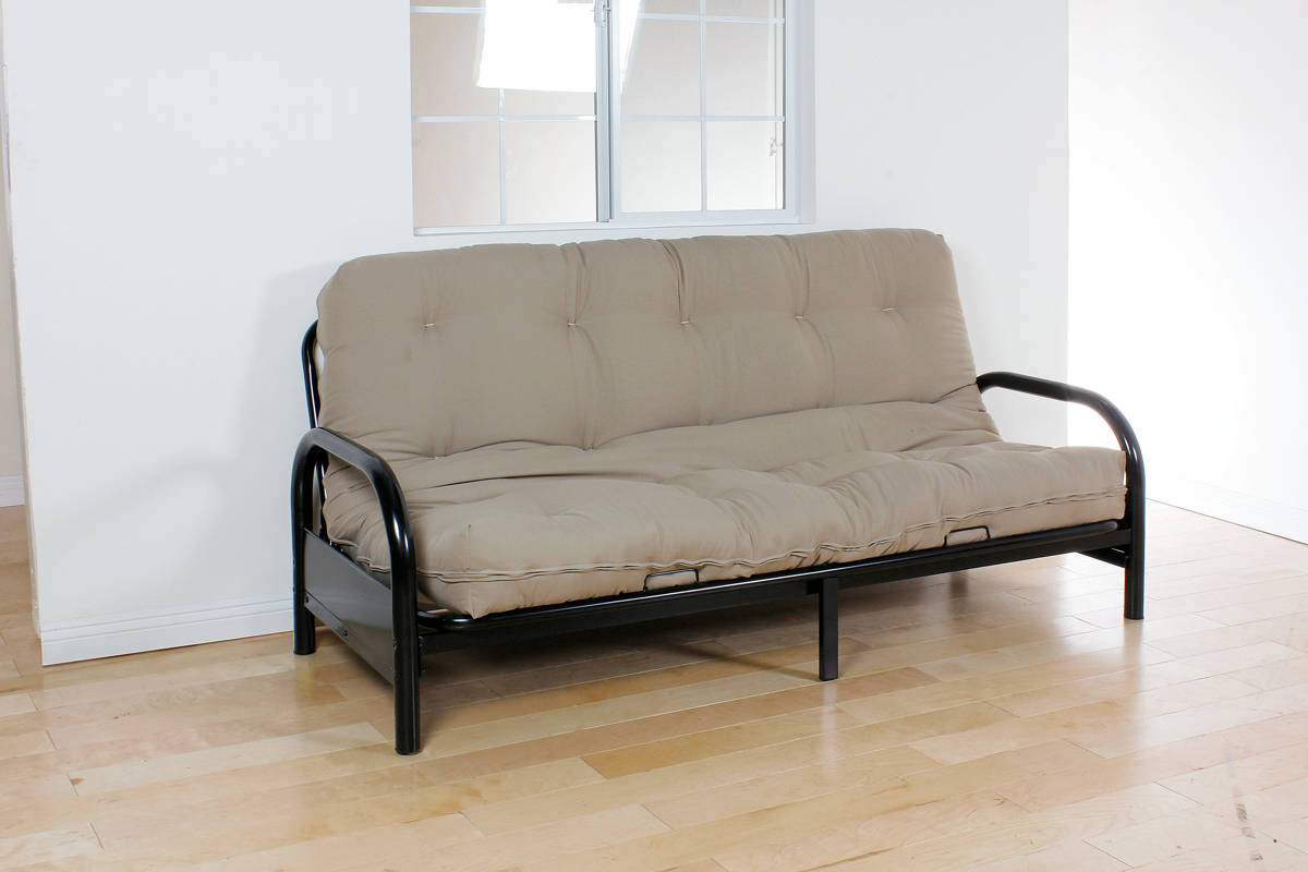 Acme Furniture Alfonso Khaki Mattress With Black Metal Sofa
