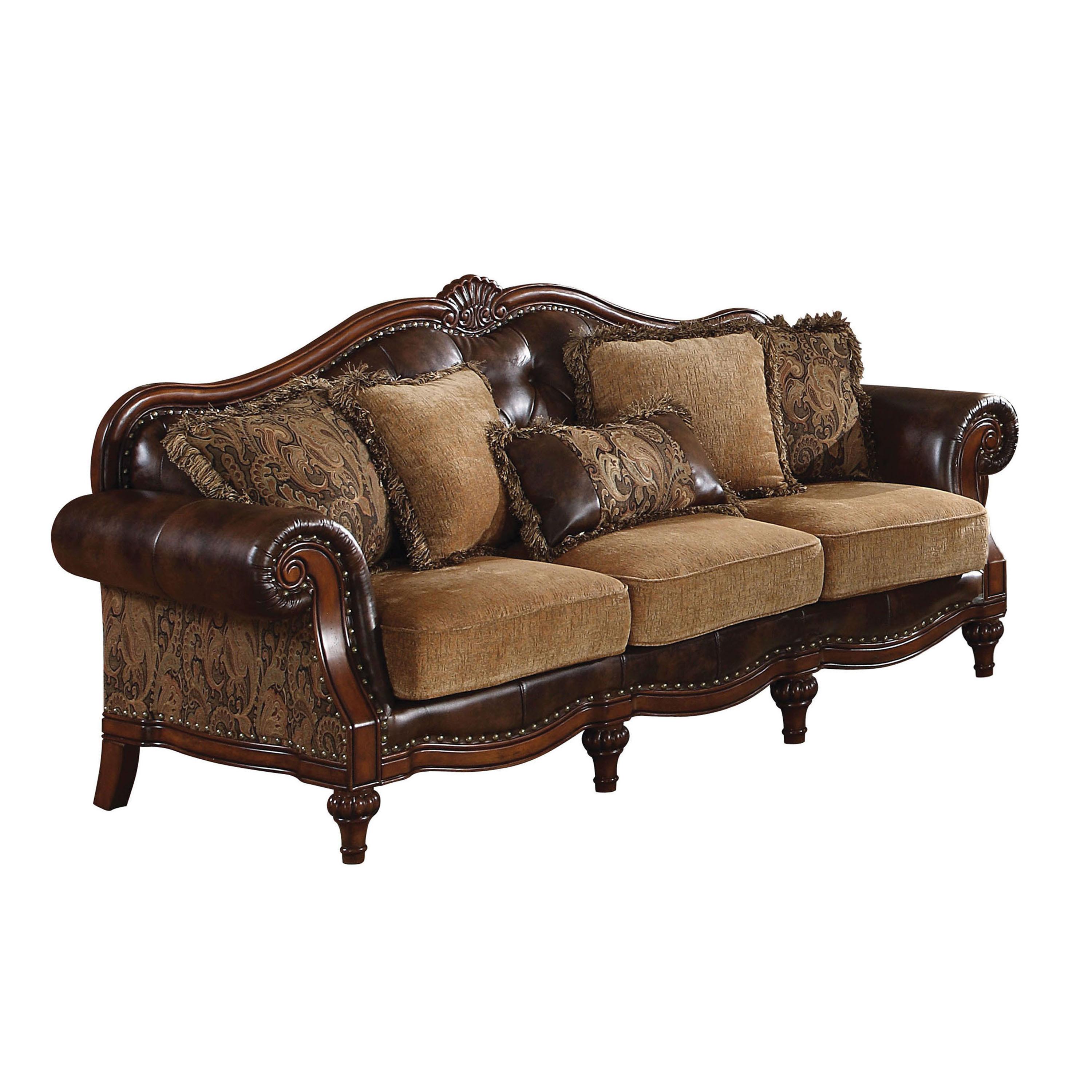Acme Furniture Dreena Brown Cherry Five Pillows Sofa