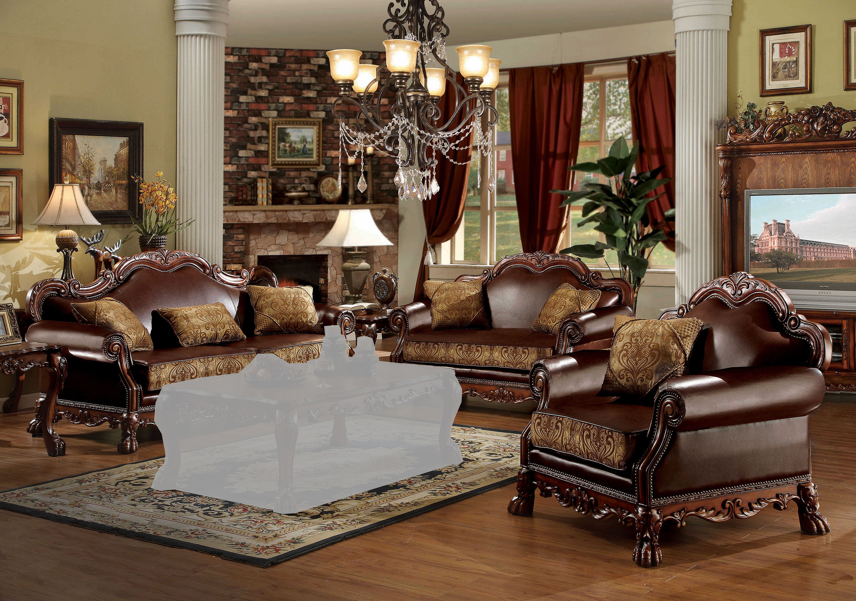 Acme Furniture Dresden Brown Cherry Oak 3pc Living Room Set