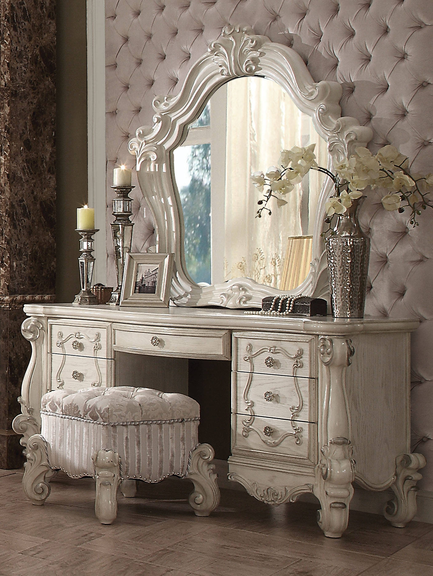 Acme Furniture Versailles Bone White Vanity Set