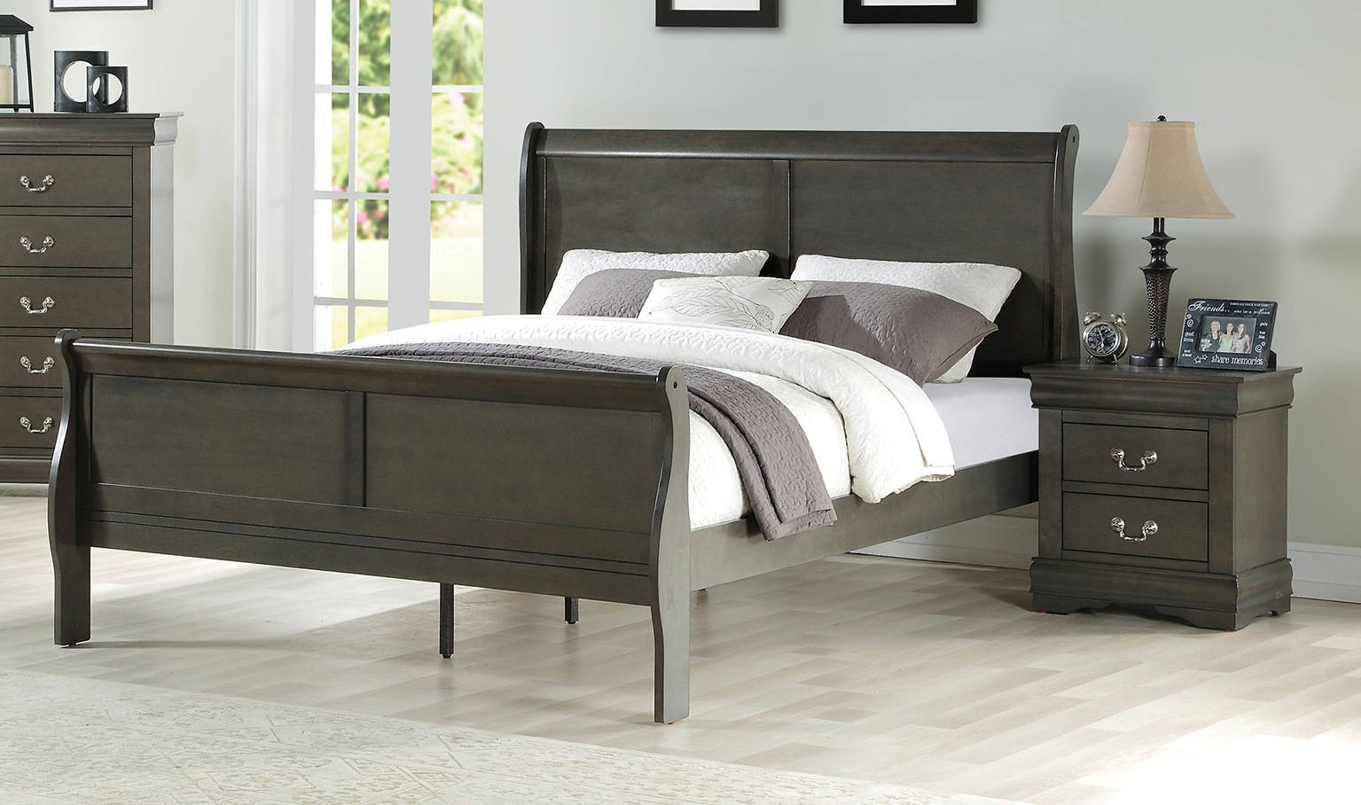 Acme Furniture Louis Philippe Dark Gray 4pc Bedroom Set With King Bed