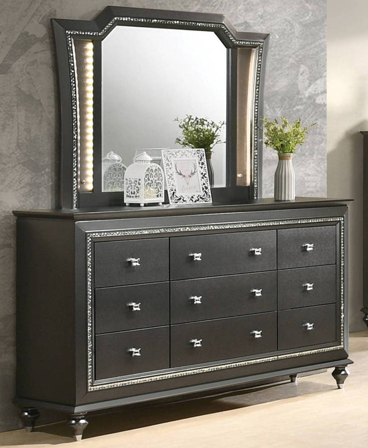 Acme Furniture Kaitlyn Metallic Gray Dresser and Mirror
