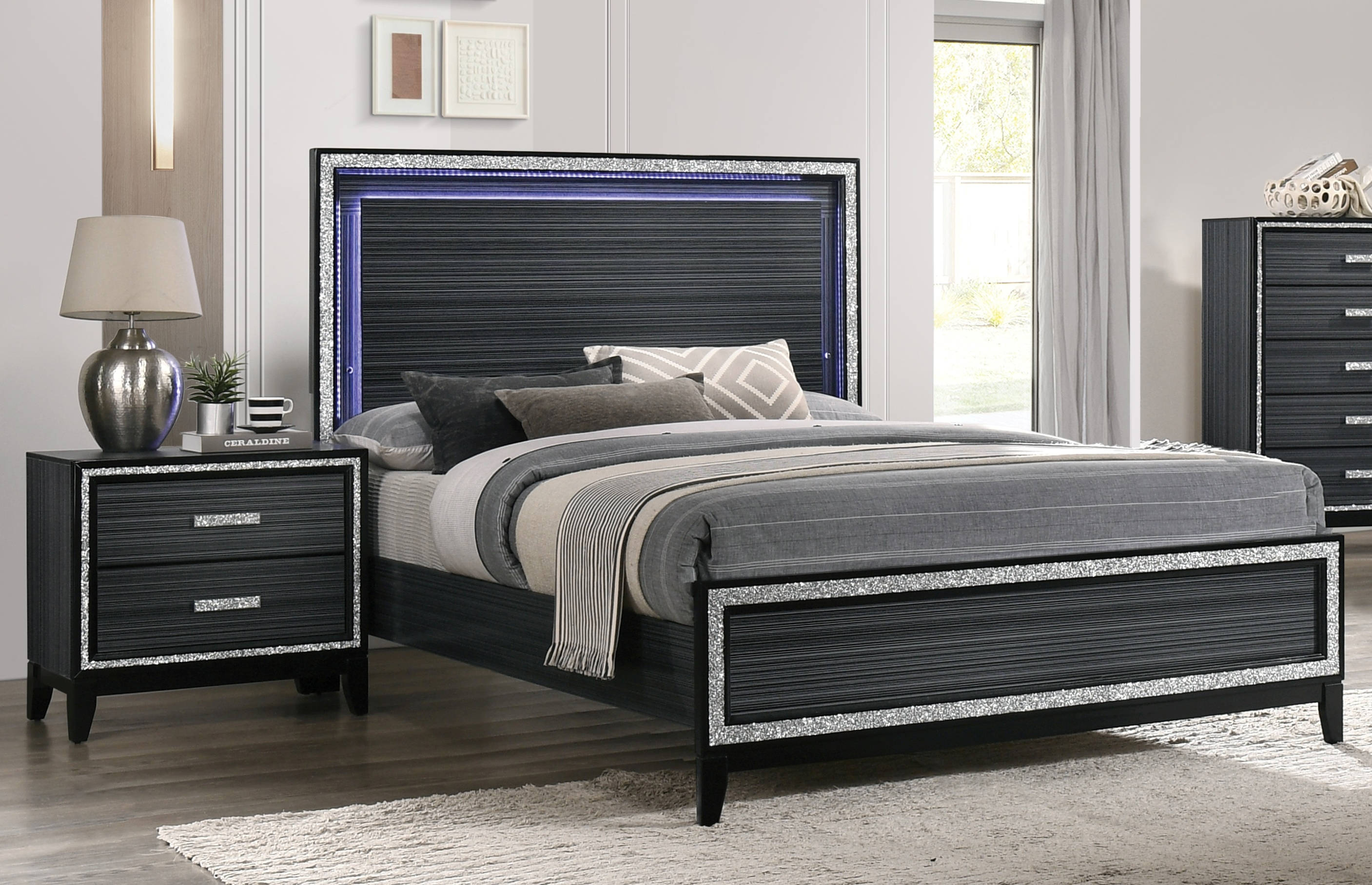 Acme Furniture Haiden Weathered Black 2pc Bedroom Set with King Bed