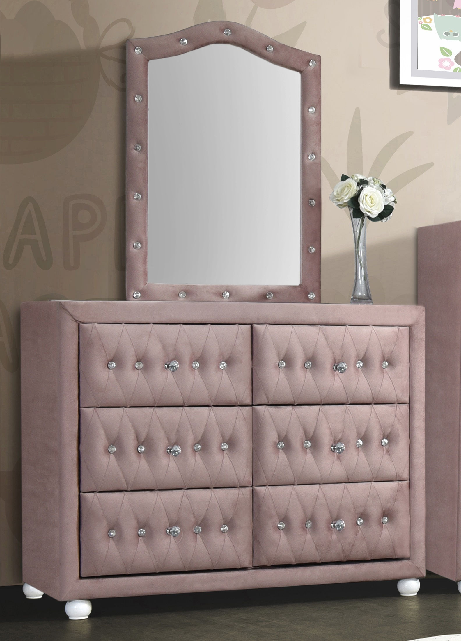 Acme Furniture Reggie Pink Dresser and Mirror