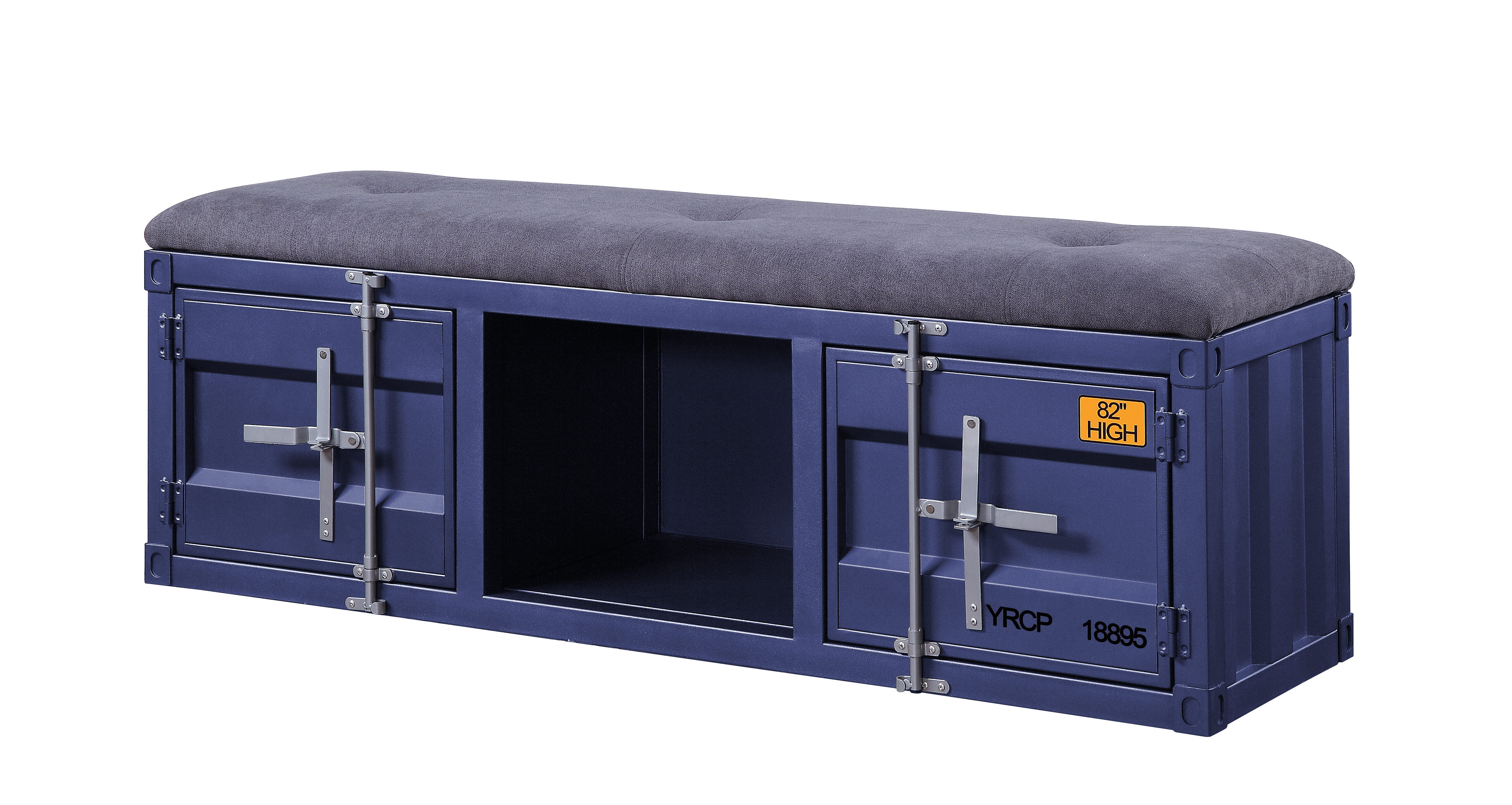 Acme Furniture Cargo Gray Blue Storage Bench
