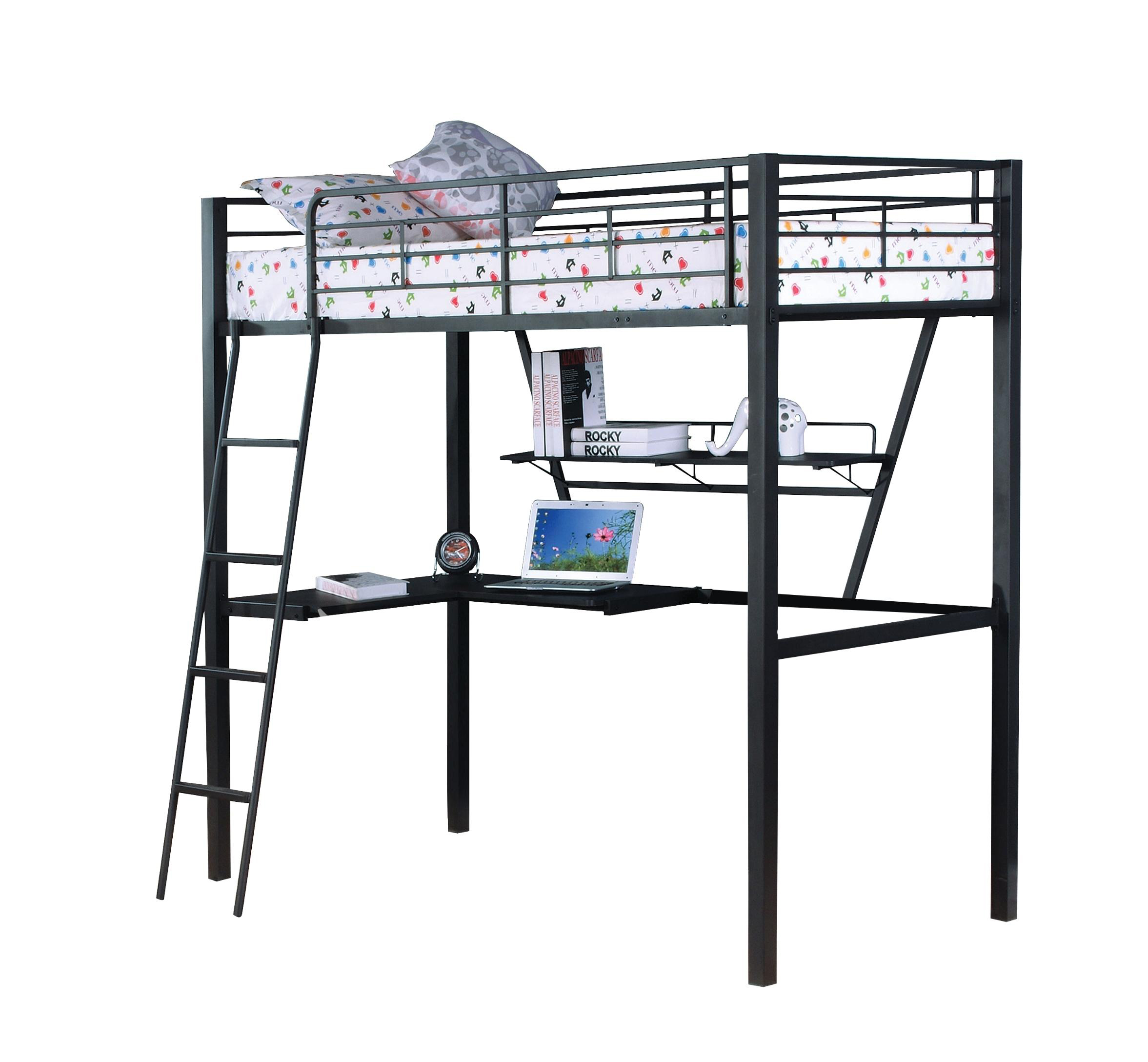 Acme Furniture Senon Silver Black Loft Bed with Desk