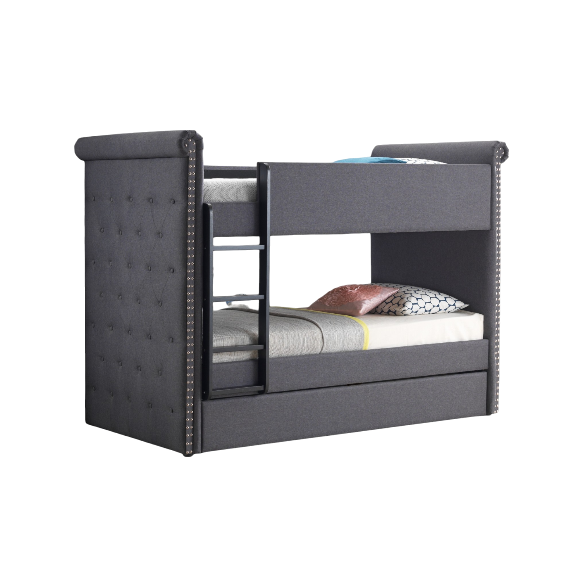 Acme Furniture Romana II Gray Twin Over Twin Trundle Bunk Bed