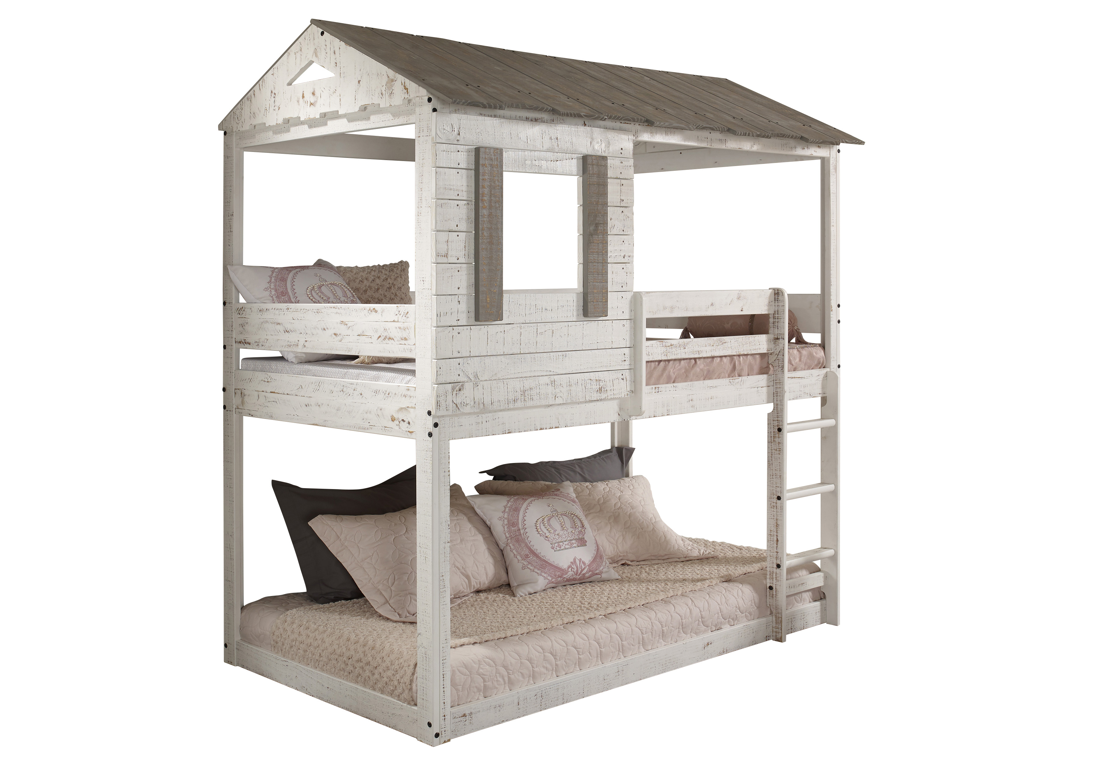 Acme Furniture Darlene Rustic White Twin Over Twin Bunk Bed