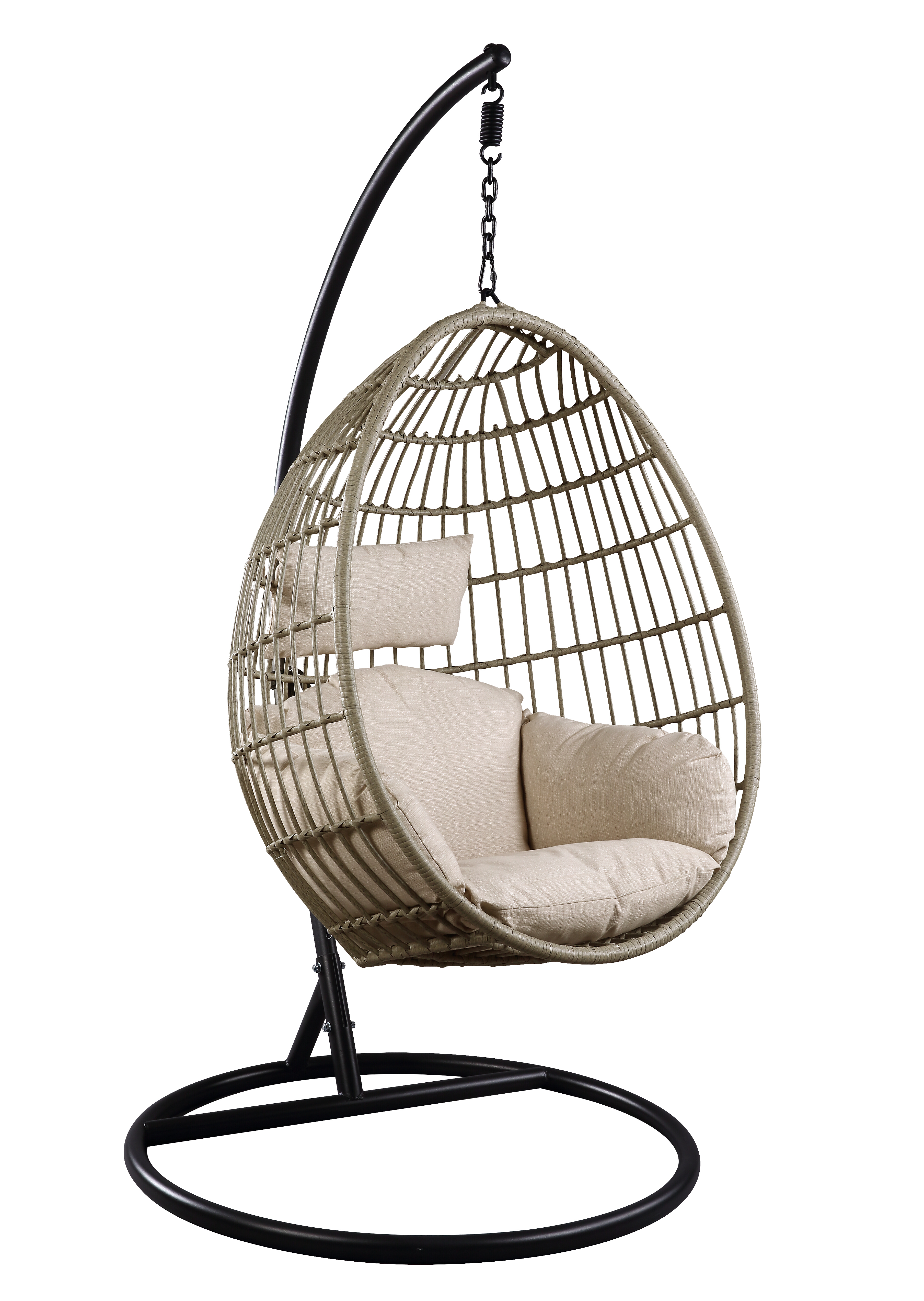 Acme Furniture Vasant Wicker Fabric Patio Swing Chair with Stand