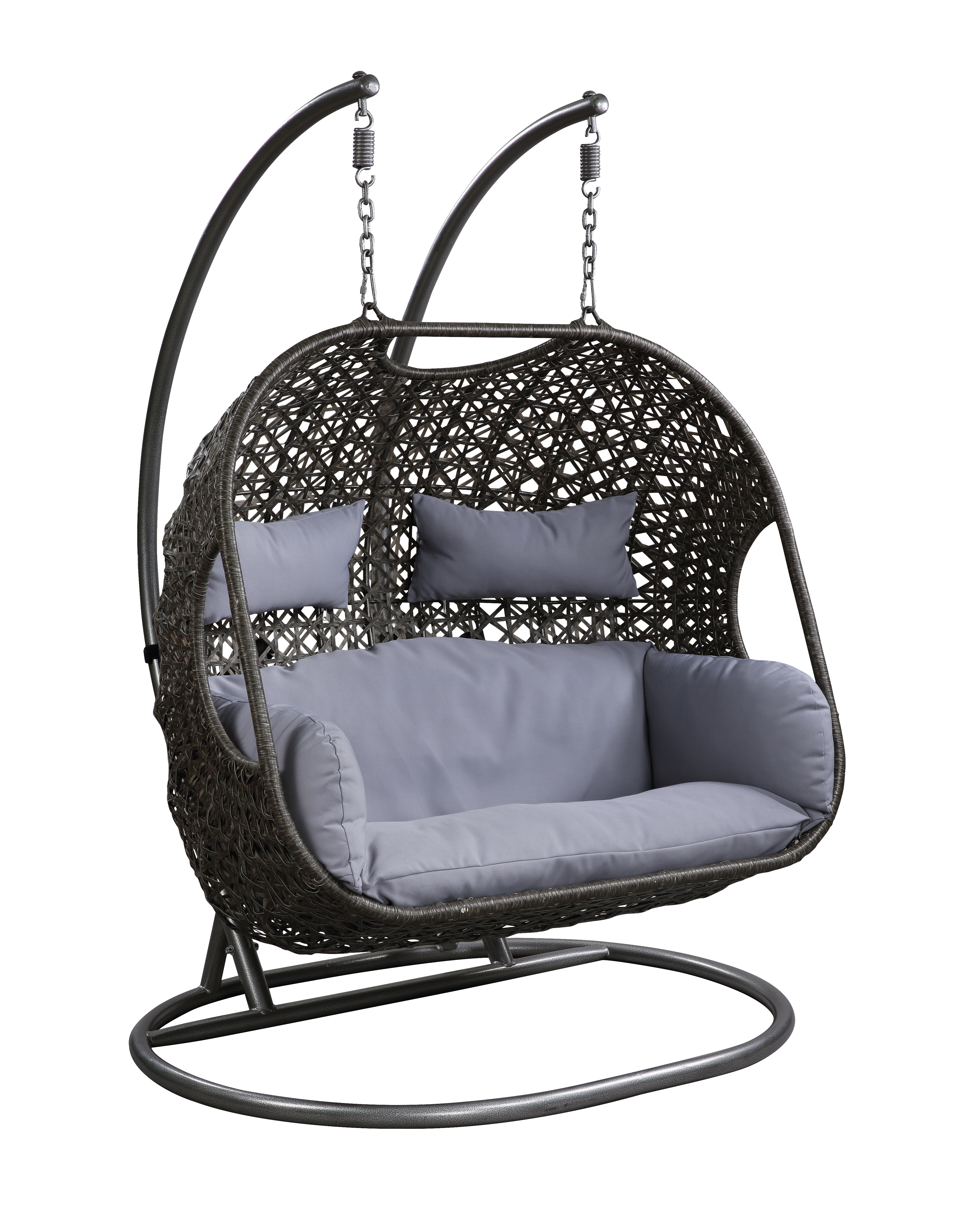 Acme Furniture Vasant Fabric Wicker Patio Swing Chair with Stand