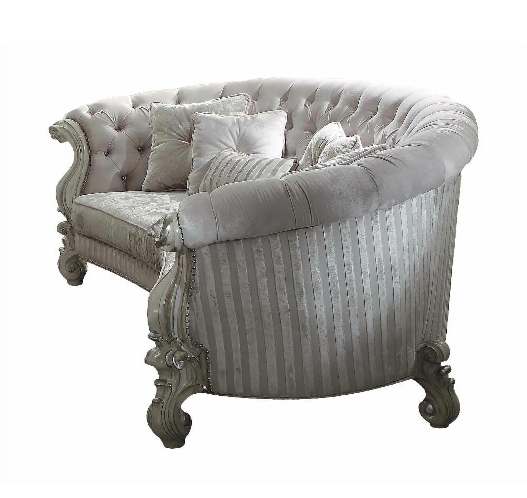Acme Furniture Versailles Ivory Bone White Sofa with Five Pillows